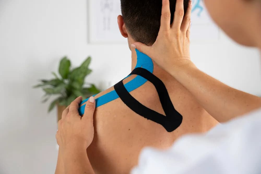 A physiotherapist treating a patient's lower back